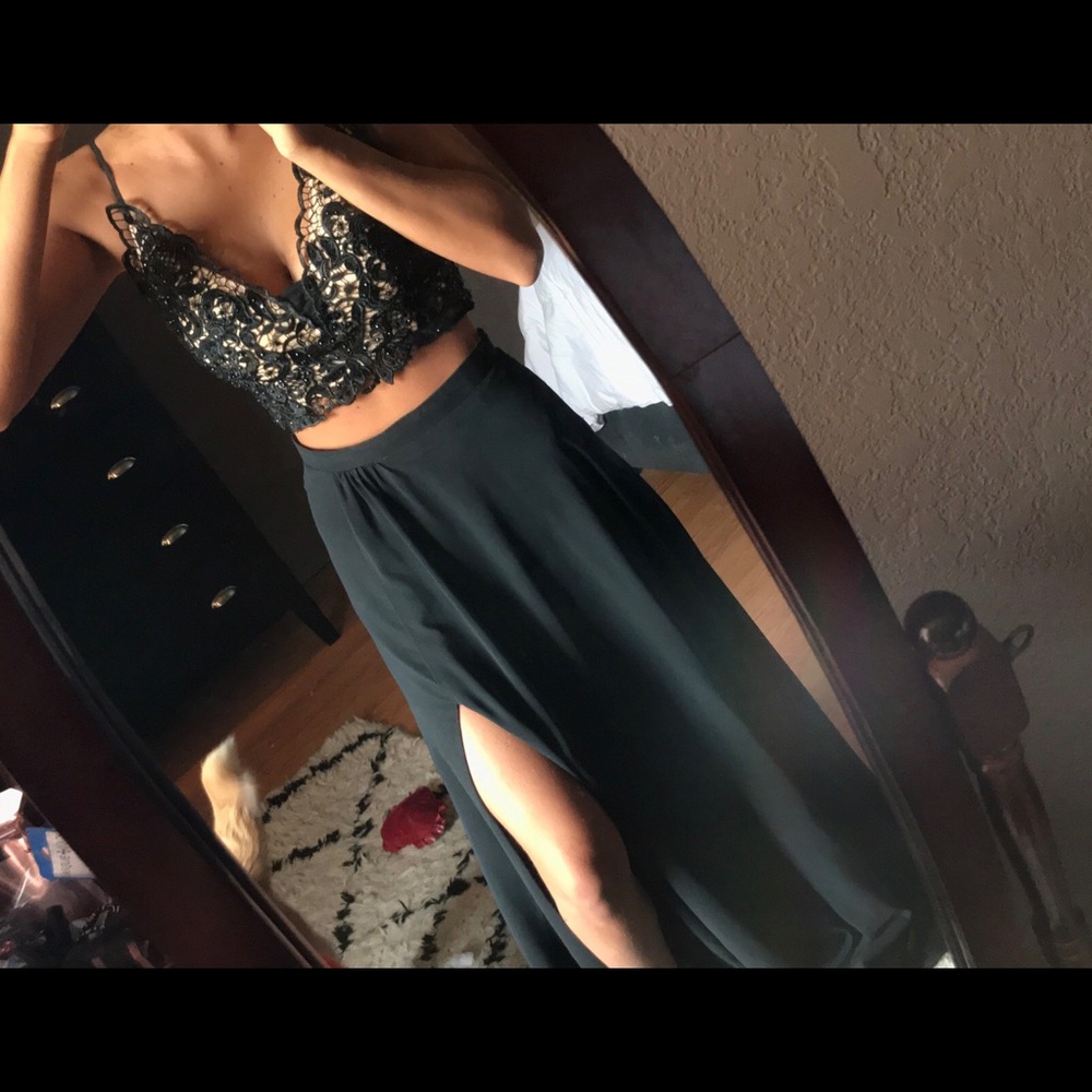 Black and beige dress